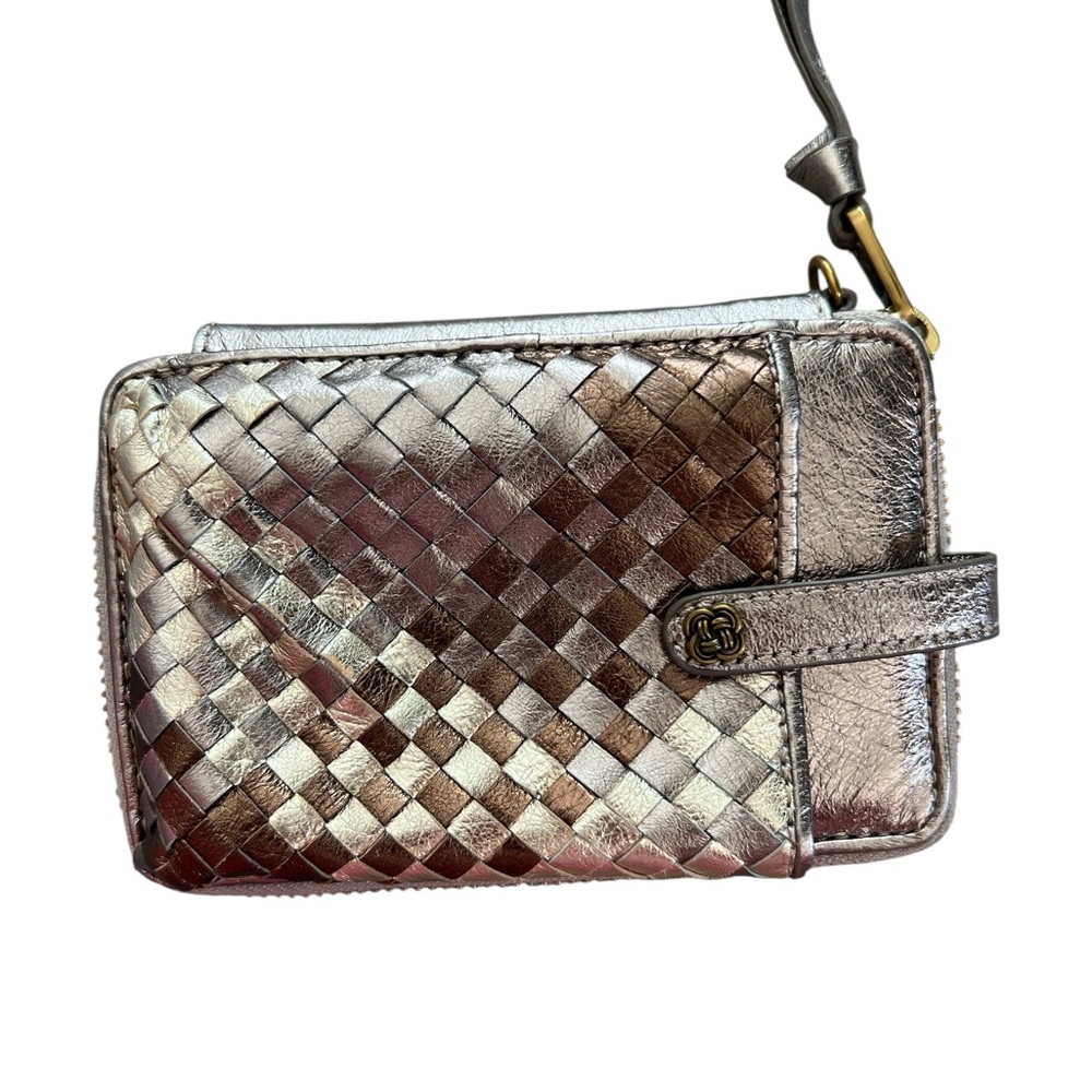 Metallic Woven Leather multi pocket wallet